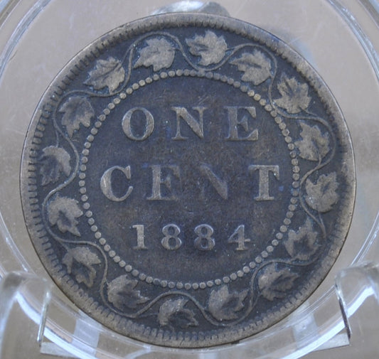 1884 Canadian One Cent - VG-F (Very Good to Fine) Grade / Condition - 1884 Penny Canada 1 Cent 1884