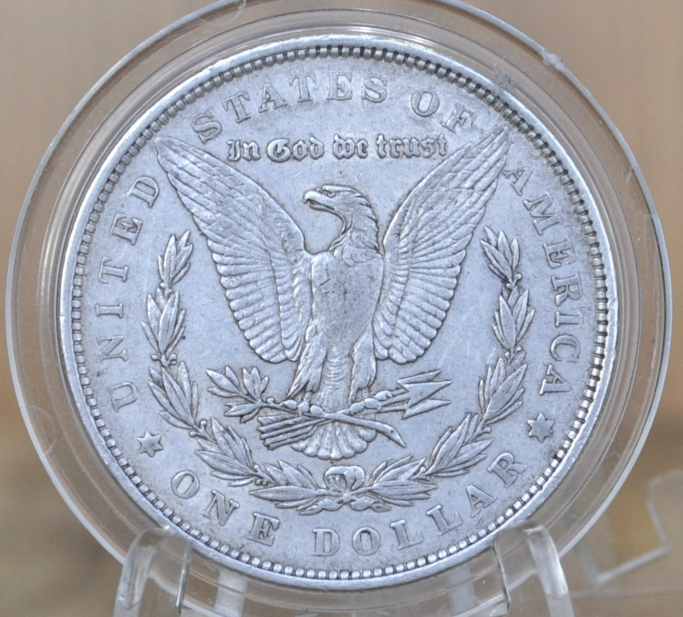 1878 Morgan Silver Dollar Reverse of 79 - Seven Feathers - AU50 (About Uncirculated) Grade - 1878 Seven Feathers - 7 Tailfeathers Reverse of 1879