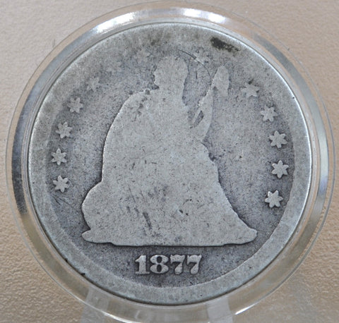 1877-S Seated Liberty Quarter  - AG (About Good) - 1877 S Silver Quarter / 1877 Liberty Seated Quarter
