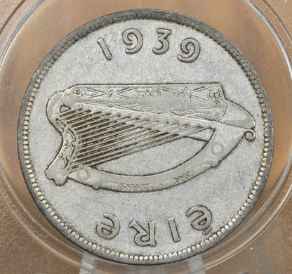 1939 Irish Silver Half Crown Coin - XF (Extremely Fine) Grade / Condition - 1939 1/2 Crown Ireland UK 1934 Half Crown - Horse/Harp Design