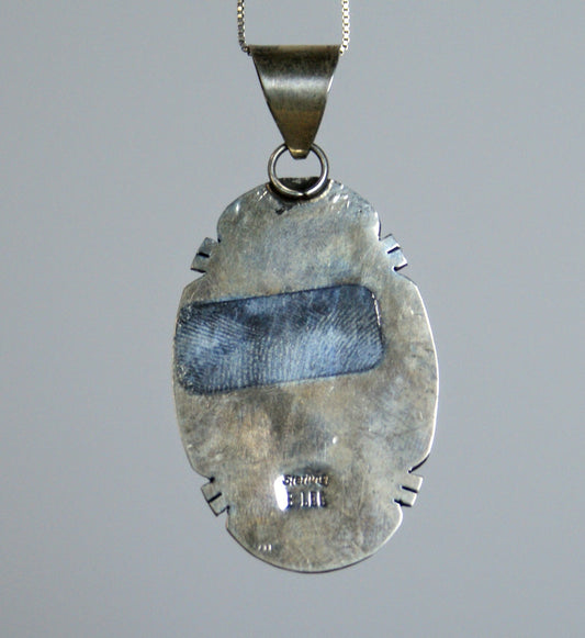 Betty Lee Navajo Sterling Silver Thunder Mountain Turquoise Pendant Necklace - Rare Turquoise Stone - Vintage B Lee Native Turquoise Pendant