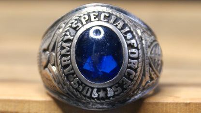 Sterling Crest Craft U.S. Army Special Forces Commemorative Ring Size 11 - United States Special Forces Ring With Blue Oval Gemstone Size 11