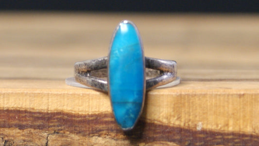 Vintage Navajo Sterling Turquoise Ring Size 5 - 80s Native American .925 Silver Turquoise Ring 5