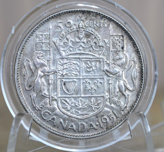 1951 Canadian Silver Half Dollar - BU (Uncirculated) - Silver - 50 Cent Canada 1951