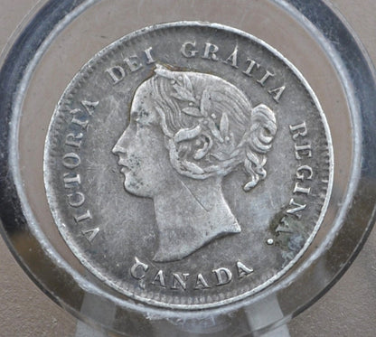 1897 Canadian 5 Cent - XF (Extremely Fine) Grade / Condition - Queen Victoria - Canadian 1897 Silver 5 Cent Coin Canada 1897 - Rare Date, First Year