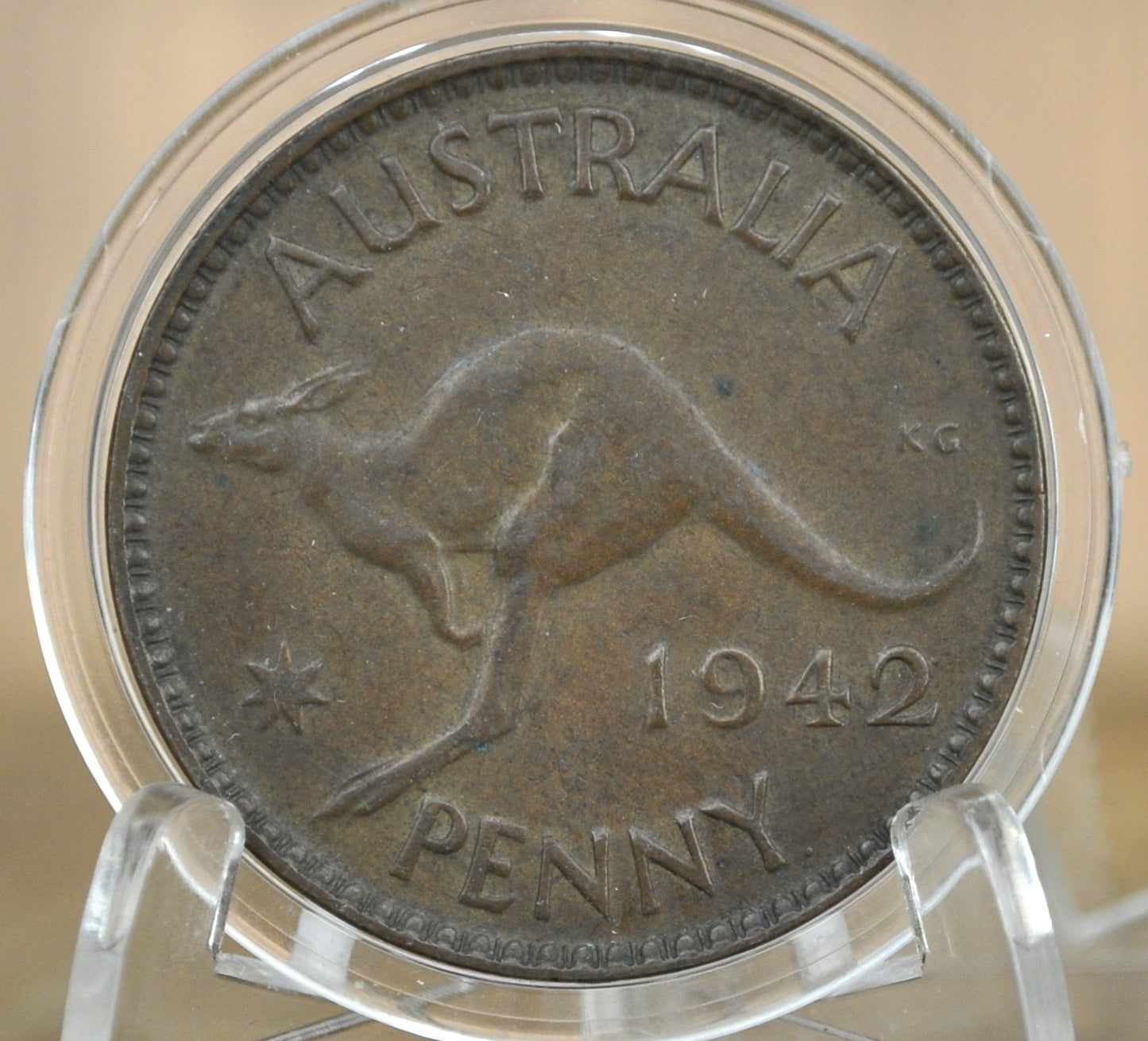 1942 Australia One Penny Australia, Perth Mint - Great Condition / Detail - King George - Collectible Australian Coin