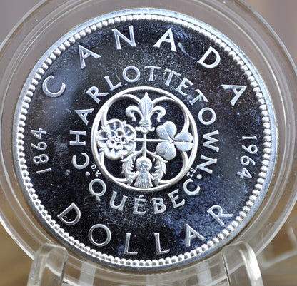 1964 Canadian Silver Dollar Prooflike Variety - 80% Silver - Charlottetown & Quebec Canadian Silver Dollar, Commemorative