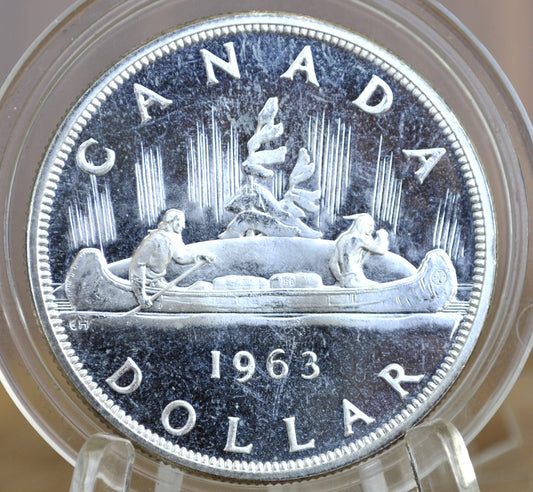 1963 Canadian Silver Dollar - Canoe Silver Dollar - 80% Silver - Silver Dollar Canada 1963 - Canadian Coin Collection