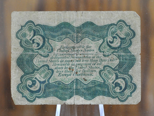 Third Issue 5 Cent Fractional Currency Note - VG+ - 3rd Issue Fractional Note Five Cent - Fr1238 / Fr#1238