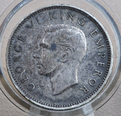 1943 New Zealand Silver Sixpence - Uncirculated, Toned - 50% Silver - 1943 New Zealand Six pence 6 Pence