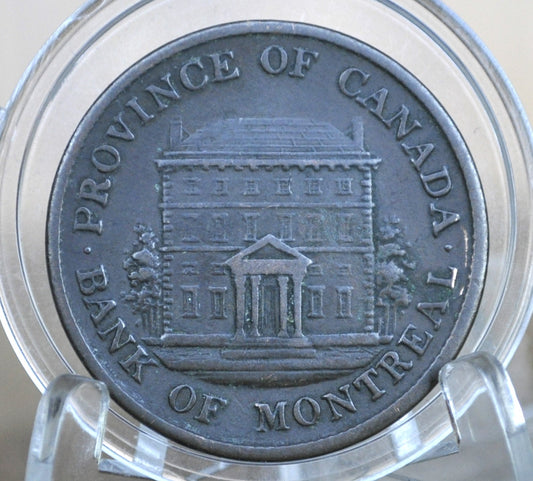 1844 Bank Token Half Penny - Great Condition - 1/2 Penny Bank Token 1844 Bank of Montreal Canadian Bank Token