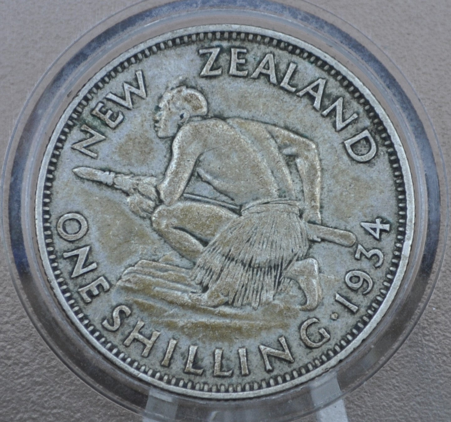 1934 New Zealand Silver Shilling - Great Condition, XF+ - 50% Silver - 1934 New Zealand One Shilling