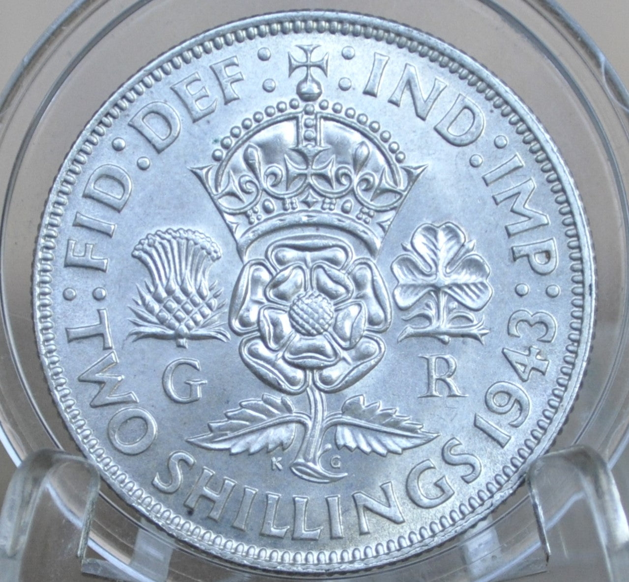 1943 Great Britain Silver Two Shillings - BU - King George VI - 2 Shilling Silver 1943 UK - 50% Silver