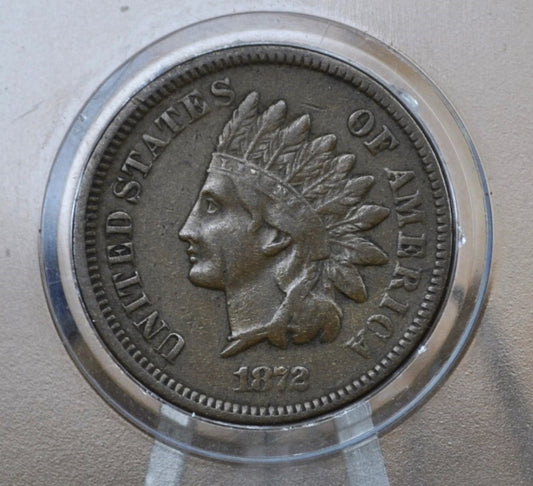 1872 Indian Head Penny - (F) Fine Grade / Condition - Semi-Key Date, Perfect for collections - 1872 US 1 Cent