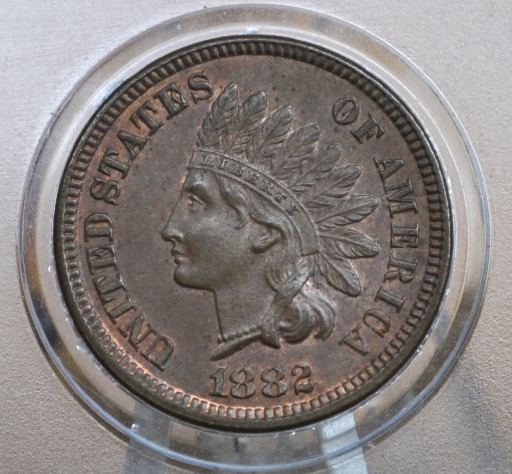 1882 Indian Head Penny - MS63 (Choice Uncirculated) Grade / Condition, Red-Brown - Great Date - 1882 Indian Cent RB