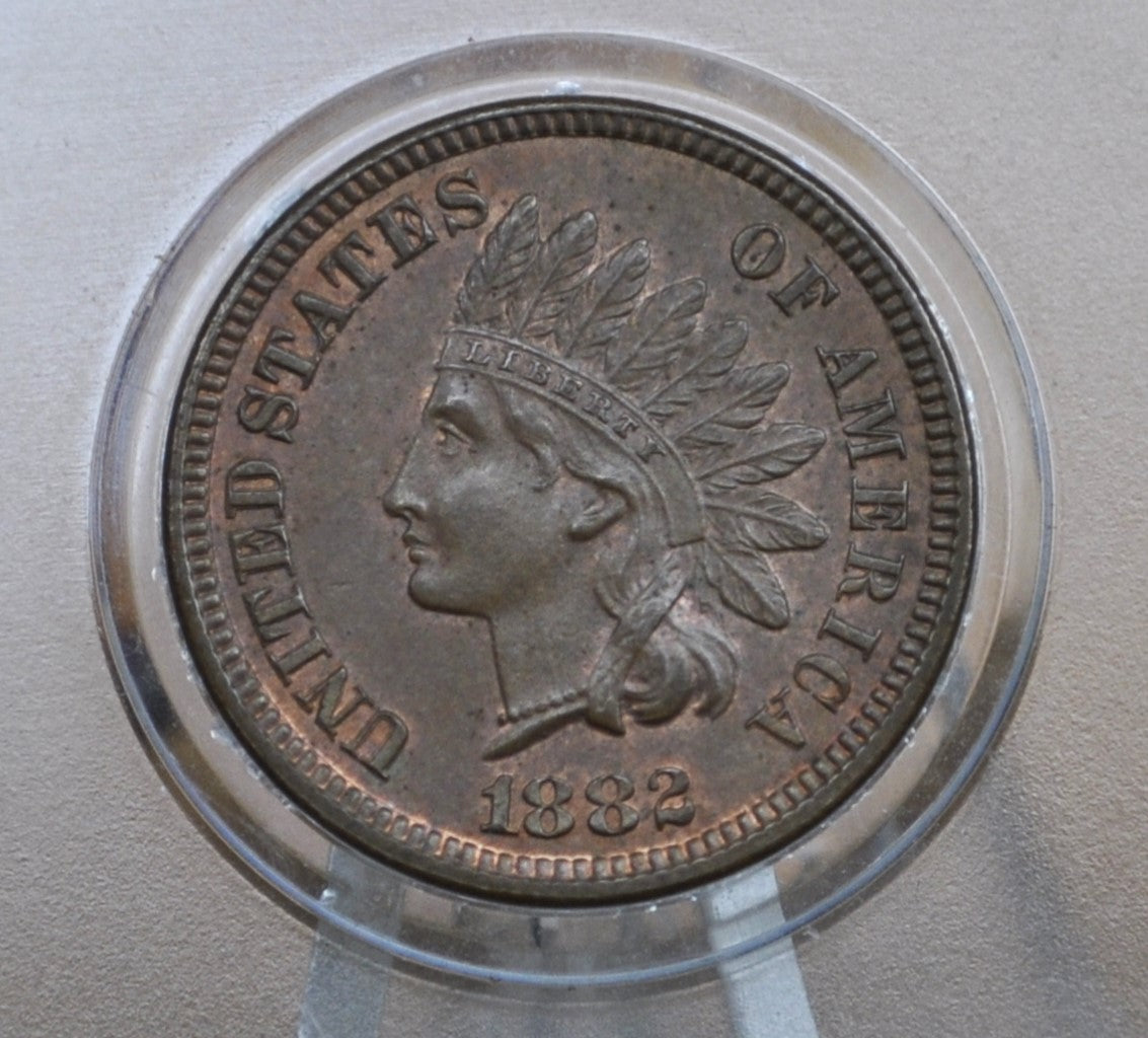 1882 Indian Head Penny - MS63 (Choice Uncirculated) Grade / Condition, Red-Brown - Great Date - 1882 Indian Cent RB