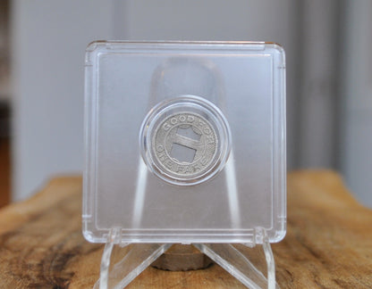 Carfare Carrier Denver Tramway Pocket Transportation Token Holder with 5 tokens - Subway Carfare Metal Carrier 3-coin slot with 5 transit coins - Denver Transit Coin Holder with Five Transit Tokens