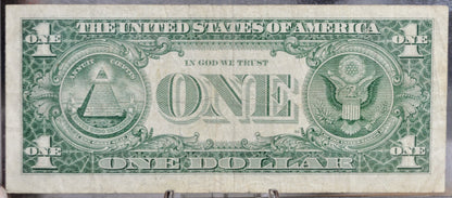 1957 Silver Certificate 1 Dollar Note - Fancy Trinary Bookend Serial Number - 54114154 - 1957 One Dollar Blue Seal Banknote - Fr#1619