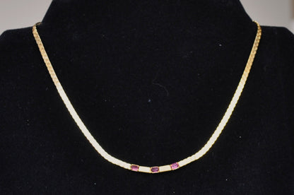 Vintage Avon Goldtone Baguette Amethyst Choker Necklace - 16 Inches - Stunning Avon Signed Baguette Link Purple Gemstone Necklace