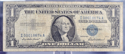 1957 Silver Certificate 1 Dollar Note - Low Serial Number - 00018674 - 1957 One Dollar Blue Seal Banknote - Fr#1619