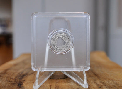 Carfare Carrier Denver Tramway Pocket Transportation Token Holder with 5 tokens - Subway Carfare Metal Carrier 3-coin slot with 5 transit coins - Denver Transit Coin Holder with Five Transit Tokens