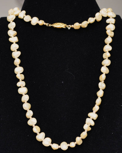 Elegant G. Silver Faux Pearl Goldtone Necklace - 25 Inches - Gold Filigree Clasp - G Silver Signed Unique Faux Pearl Clasp Necklace