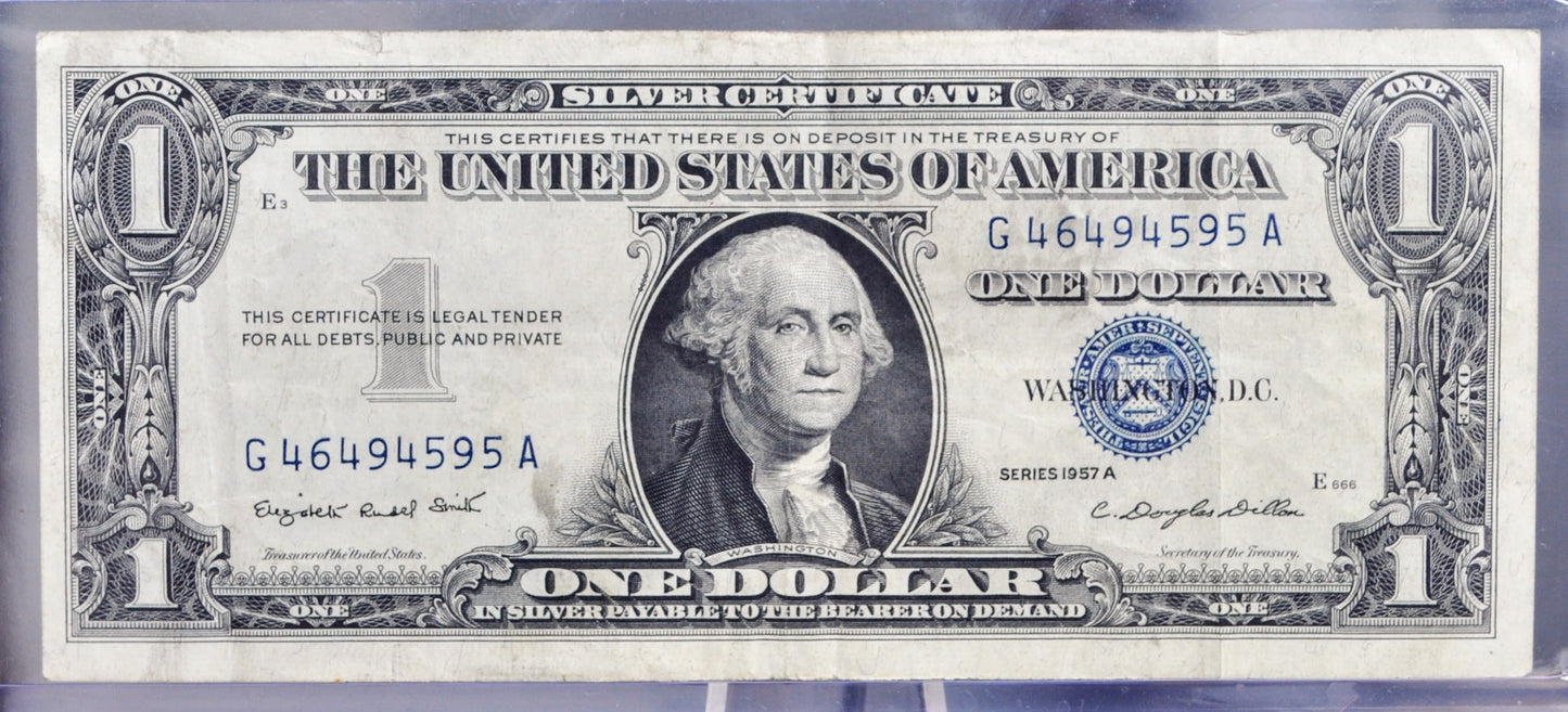 1957A Silver Certificate 1 Dollar Note - Near Trinary Fancy Serial Number - 46494595 - 1957 A One Dollar Blue Seal Banknote - Fr#1620