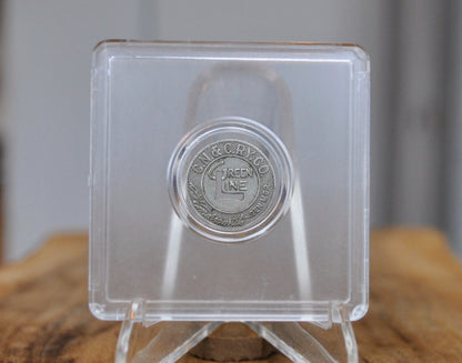 Carfare Carrier Denver Tramway Pocket Transportation Token Holder with 5 tokens - Subway Carfare Metal Carrier 3-coin slot with 5 transit coins - Denver Transit Coin Holder with Five Transit Tokens