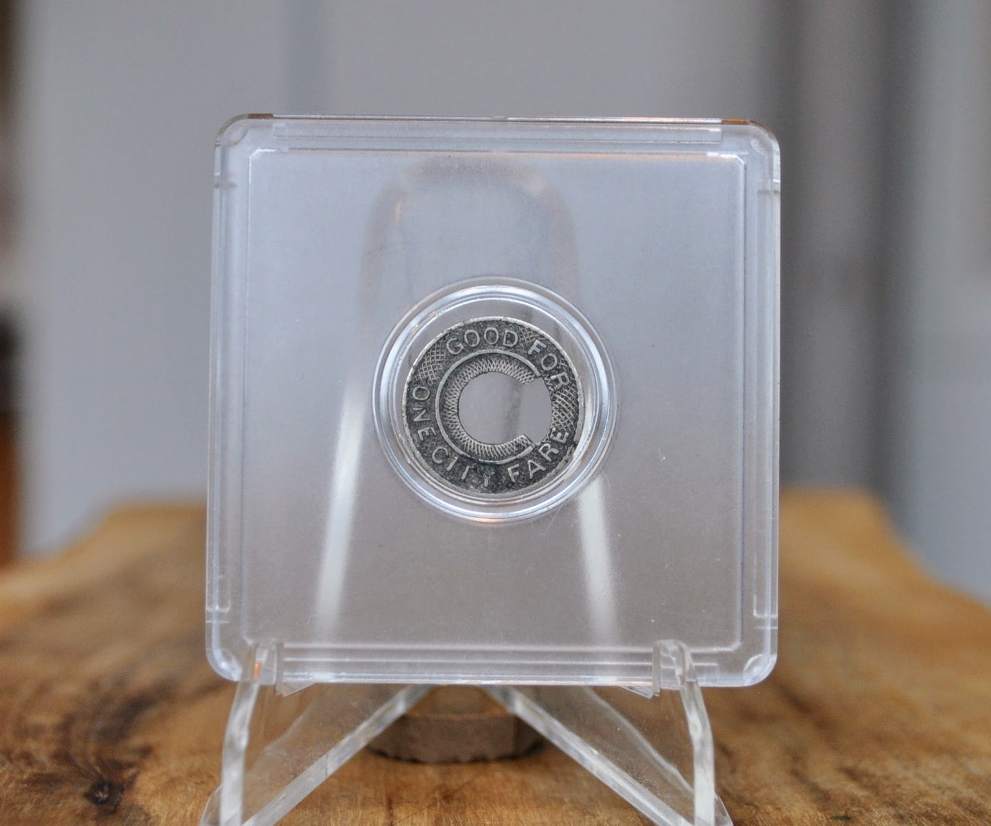 Carfare Carrier Denver Tramway Pocket Transportation Token Holder with 5 tokens - Subway Carfare Metal Carrier 3-coin slot with 5 transit coins - Denver Transit Coin Holder with Five Transit Tokens