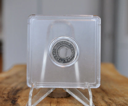 Carfare Carrier Denver Tramway Pocket Transportation Token Holder with 5 tokens - Subway Carfare Metal Carrier 3-coin slot with 5 transit coins - Denver Transit Coin Holder with Five Transit Tokens