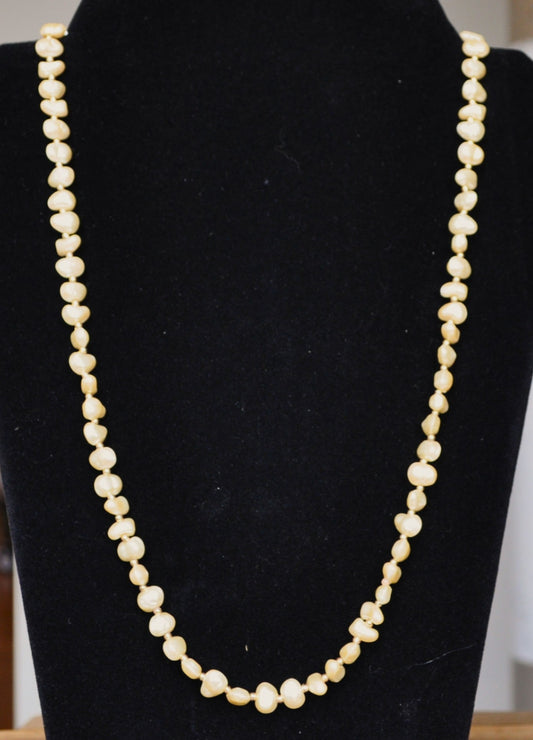 Elegant G. Silver Faux Pearl Goldtone Necklace - 25 Inches - Gold Filigree Clasp - G Silver Signed Unique Faux Pearl Clasp Necklace