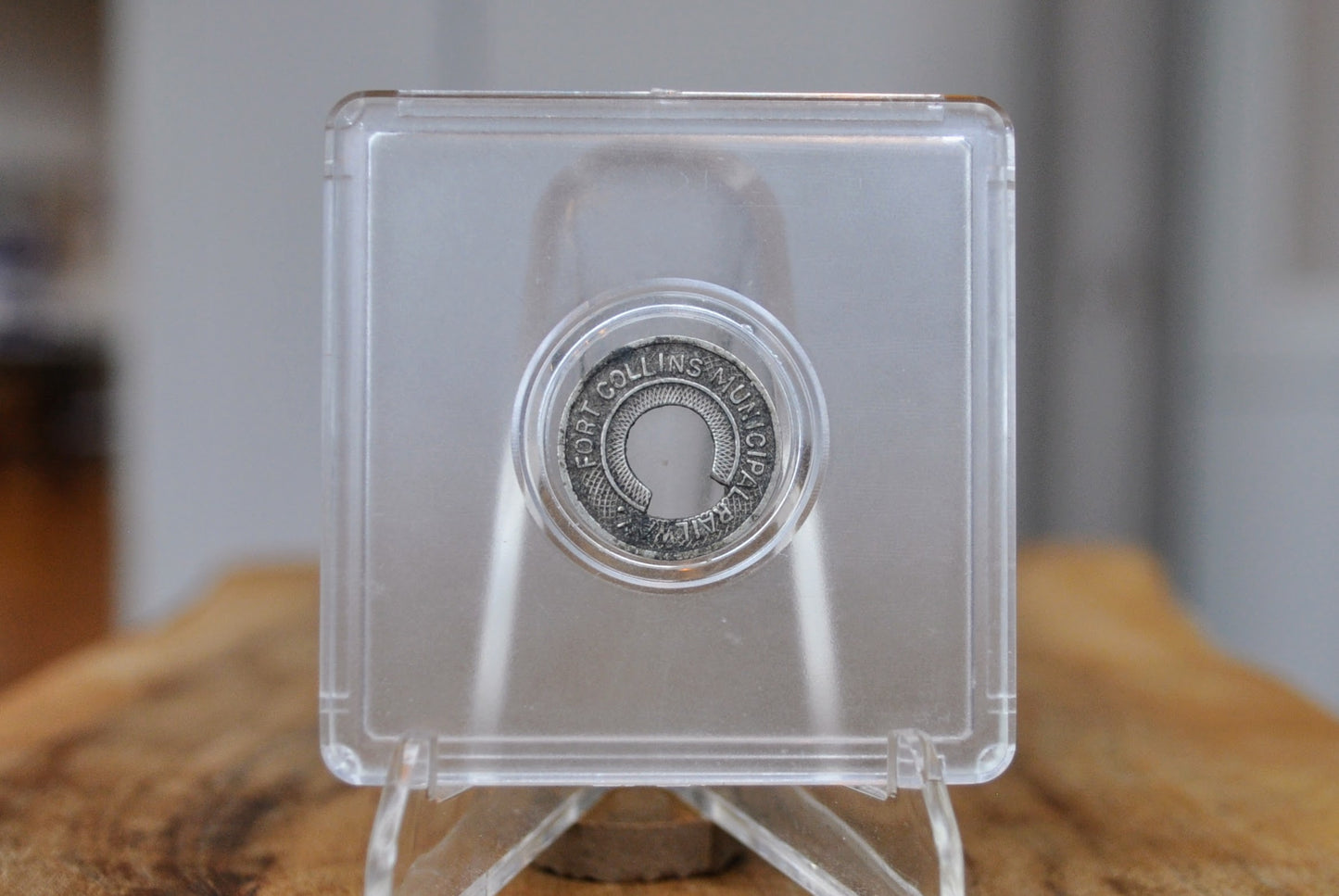 Carfare Carrier Denver Tramway Pocket Transportation Token Holder with 5 tokens - Subway Carfare Metal Carrier 3-coin slot with 5 transit coins - Denver Transit Coin Holder with Five Transit Tokens