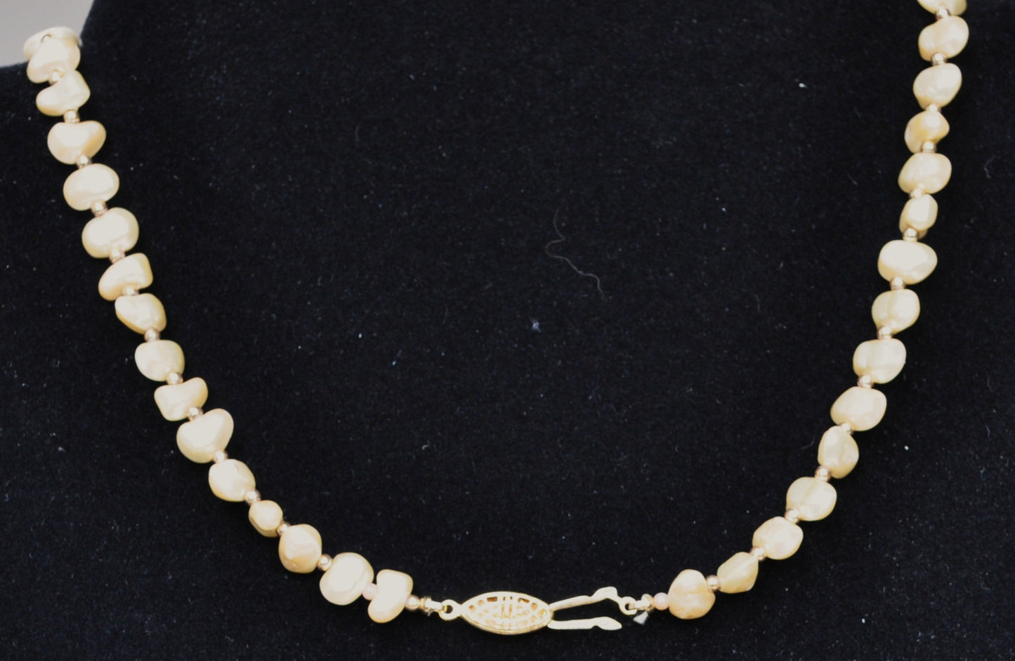 Elegant G. Silver Faux Pearl Goldtone Necklace - 25 Inches - Gold Filigree Clasp - G Silver Signed Unique Faux Pearl Clasp Necklace