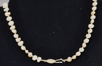 Elegant G. Silver Faux Pearl Goldtone Necklace - 25 Inches - Gold Filigree Clasp - G Silver Signed Unique Faux Pearl Clasp Necklace