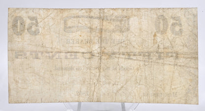 1862 Harmon A. Sheldon 50 Cents Merchant Scrip Note - Middlebury Vermont Obsolete - 1862 Vermont Merchant Fifty Cent Scrip Note