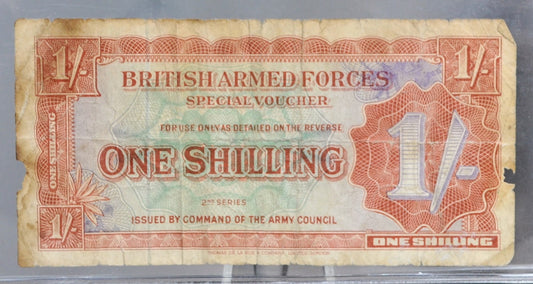 1948 British Armed Forces 1 Shilling Special Voucher Note - Second Series, First Issue - 1948 One Shilling British Military Note - P#M18a