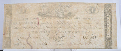 1814 Vermont Glass Factory 1 Dollar Merchant Scrip Note - Rare Early Vermont Scrip - Salisbury, VT - 1814 One Dollar Vermont Merchant Scrip
