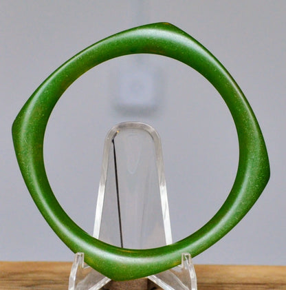 Authentic Vintage Bakelite Marble Green Square Cuff Bracelet - 2.5" Width - Tested Genuine Bakelite 1930s Spinach Green Squared Bangle