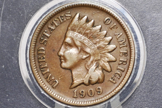 1909-S Indian Head Penny - Very Rare, Key Date - Choice VF - 1909 S Us One Penny - 1909 S Mint Indian Head Cent 1909 S Mark
