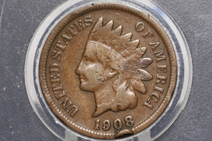 1908-S Indian Head Penny - Choose by Grade - Rare, Key Date - 1908 S US One Penny - 1908 S Indian Head Cent 1908 S