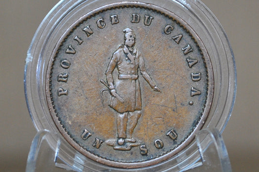 1852 Bank Token Half Penny, Quebec - XF - 1/2 Penny Bank Token 1852 Canada Bank Token 1852, Low Mintage