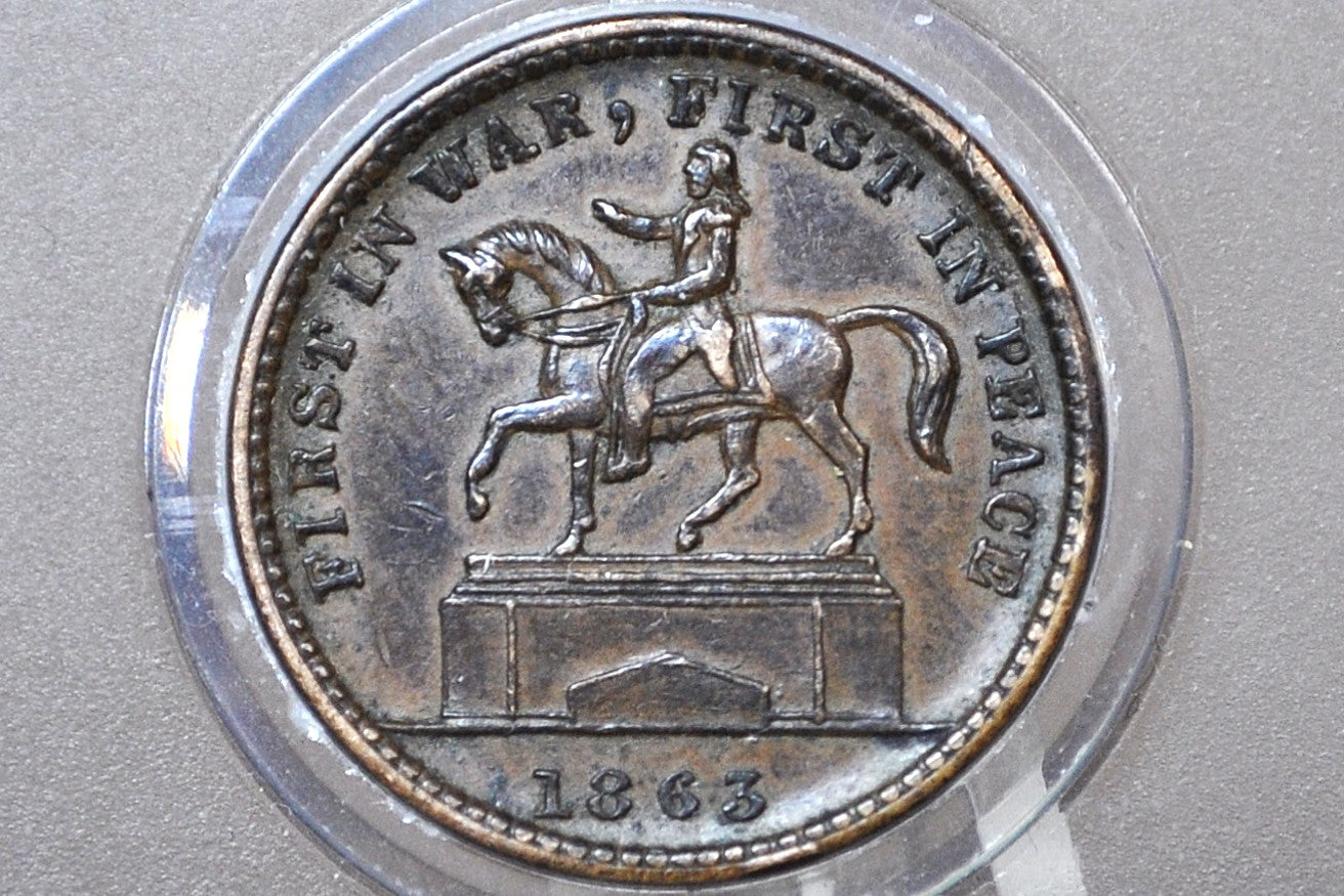 1863 Civil War Token - Uncirculated - First in War First in Peace - Awesome CWT - Patriotic Civil War Tokens, United States Copper