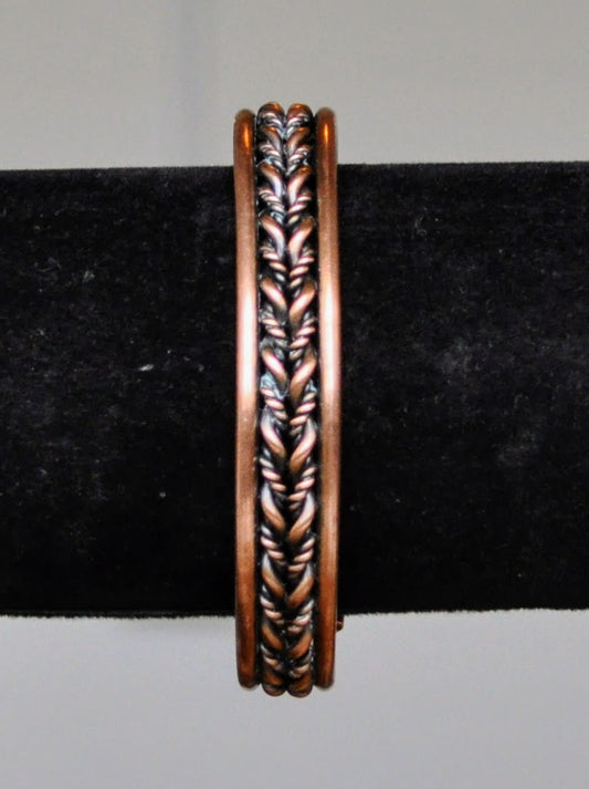 Attractive Copper Braided Unisex Open Cuff Bracelet - 6" Length - Vintage Copper Twisted Design Cuff Bangle