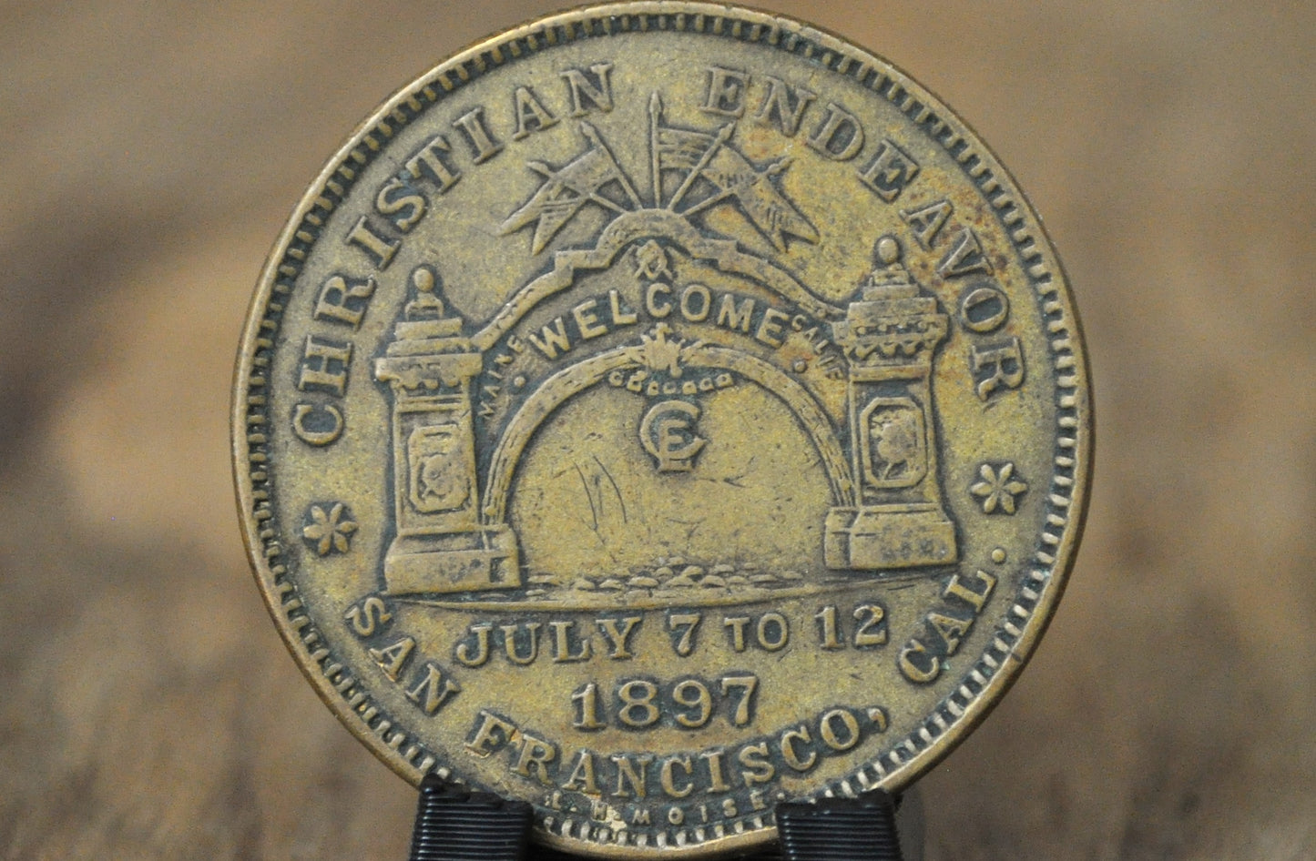 1897 San Francisco Christian Endeavor International Convention Token - 16th Annual Christian Endeavor Commemorative Medallion