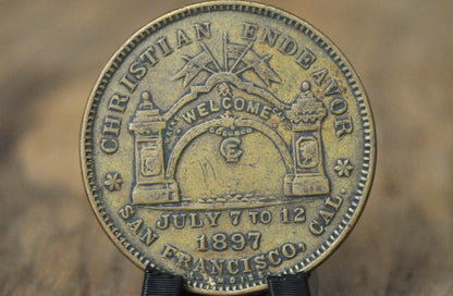 1897 San Francisco Christian Endeavor International Convention Token - 16th Annual Christian Endeavor Commemorative Medallion