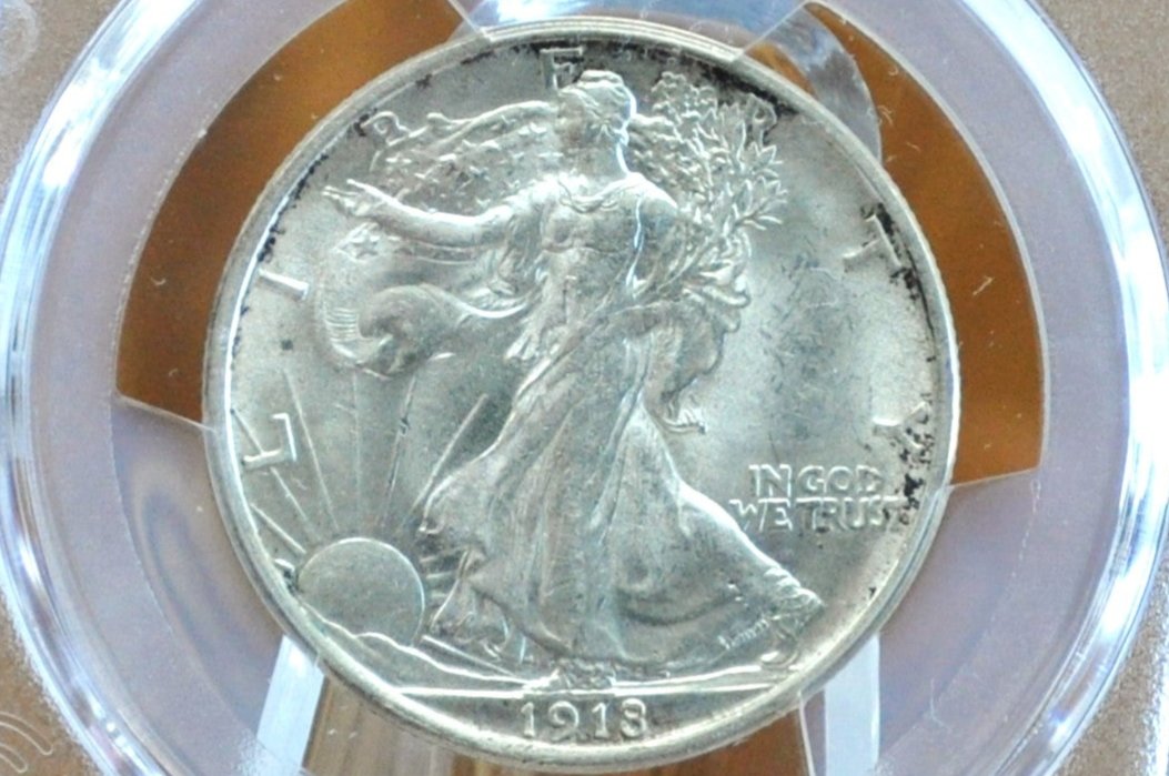 1918-D Walking Liberty Silver Half Dollar - MS61 (Uncirculated), PCGS - Denver Mint 1918 Walking Liberty Half Dollar 1918D WLH