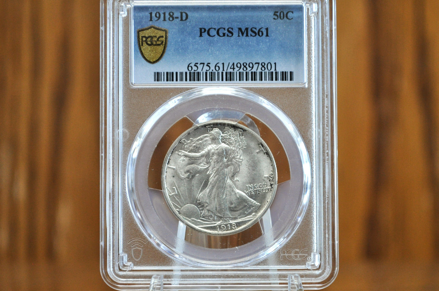 1918-D Walking Liberty Silver Half Dollar - MS61 (Uncirculated), PCGS - Denver Mint 1918 Walking Liberty Half Dollar 1918D WLH