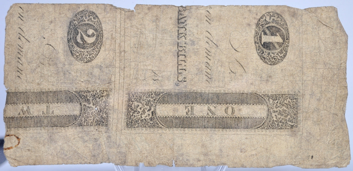 RARE 1862 Manufacturers' Bank 1 Dollar Obsolete Banknote - Rare Printed Reverse - Macon, GA - 1862 One Dollar Georgia Bank Note
