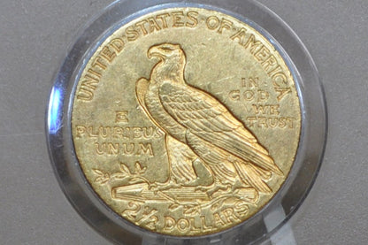 1910 2.5 Dollar Gold Coin, Choice AU, Beautiful Coin, Two and a Half Dollar Gold 1911 Indian Head Gold Quarter Eagle, Historic Coin Type