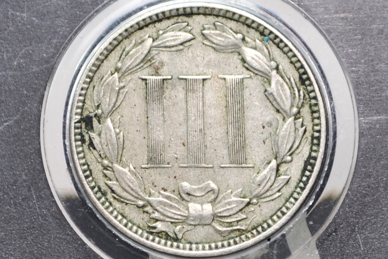 1873 Three Cent Coin - Choose by Grade, Condition - Civil War Era - 3 Cent Nickel 1873 - Open 3 Variety